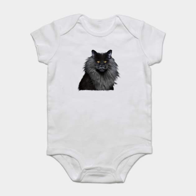 Black Main Coon Cat, Love Main Coon Cats Baby Bodysuit by logiamerch